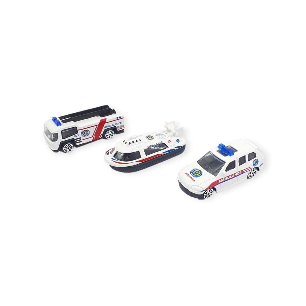 3'Lü İş Makinaları Road Seti - Die Cast - Ds044 - Ambulans 3'Lü İş Makinaları Road Seti - Die Cast - Ds044 - Ambulans