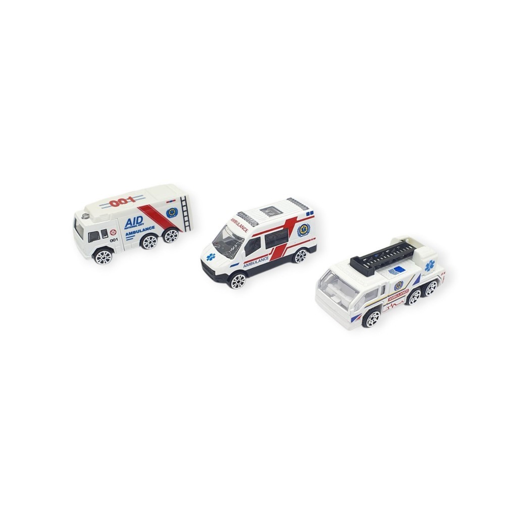 3'Lü İş Makinaları Road Seti - Die Cast - Ds044 - Ambulans 3'Lü İş Makinaları Road Seti - Die Cast - Ds044 - Ambulans
