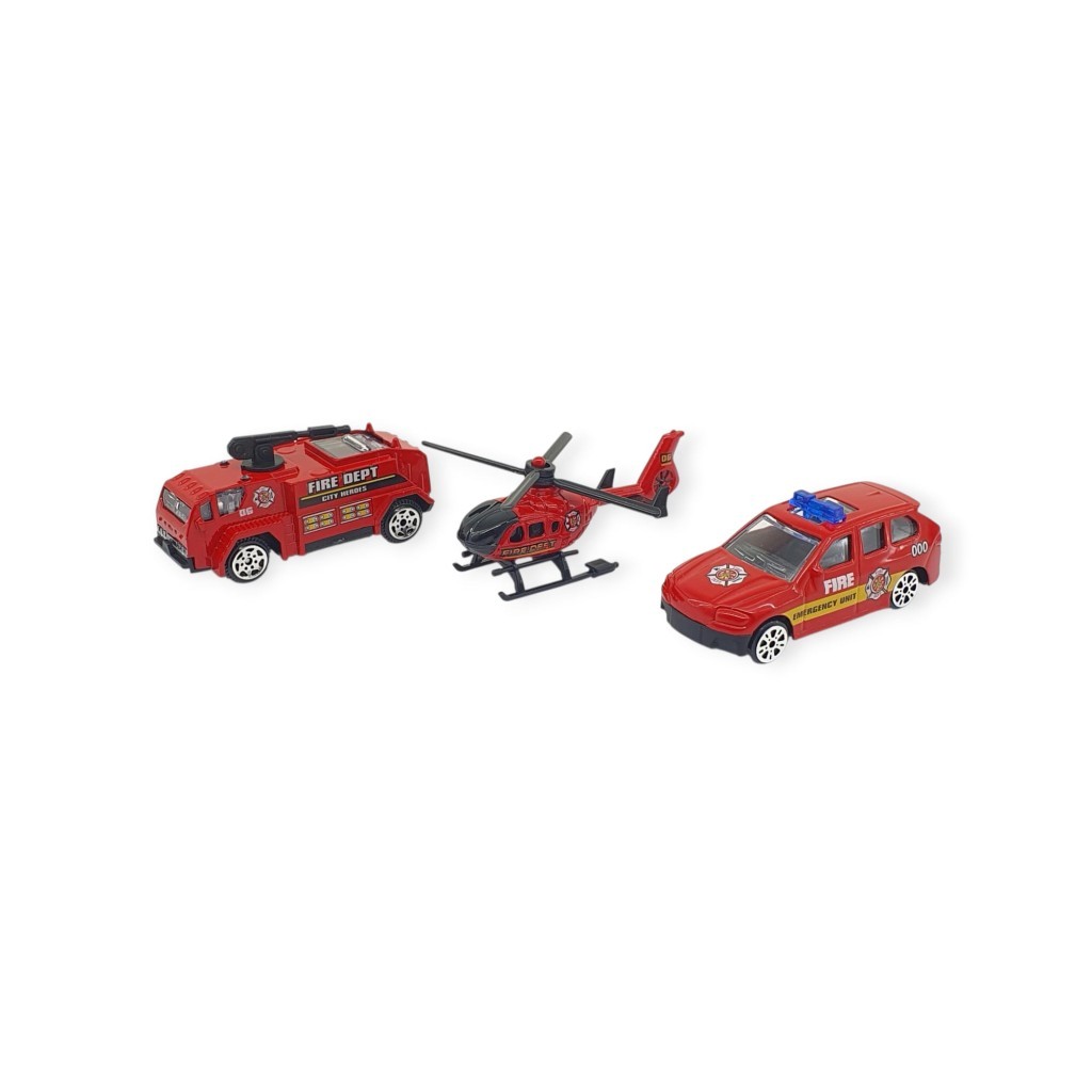 3'Lü İş Makinaları Road Seti - Die Cast - Ds044 - İtfaiye 3'Lü İş Makinaları Road Seti - Die Cast - Ds044 - İtfaiye
