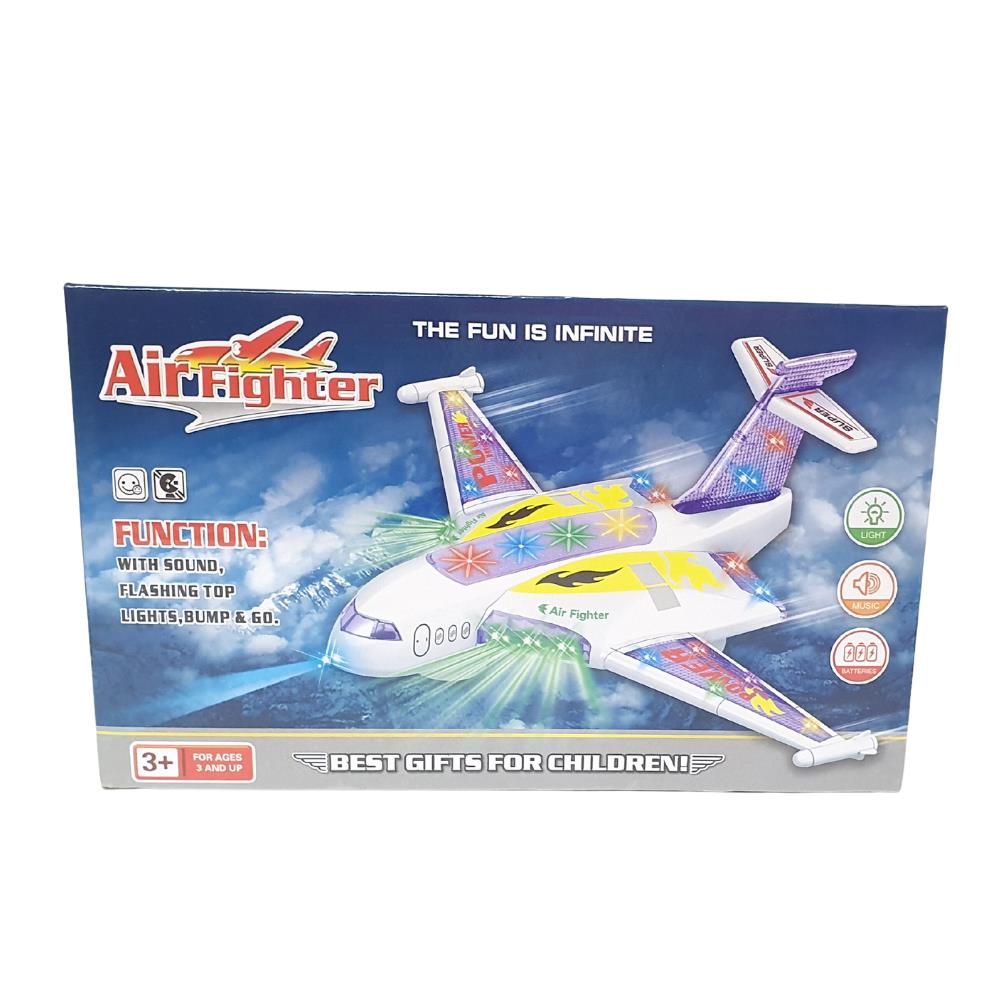 Yerde Gezen Işıklı Sesli Çarp Dön Uçak 37X27 Cm - A836