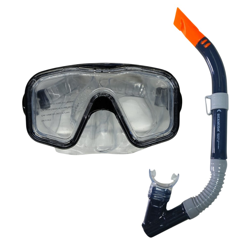 Maske Şnorkel Safari Dalış Seti Tepered Cam - 2186A/113Csb