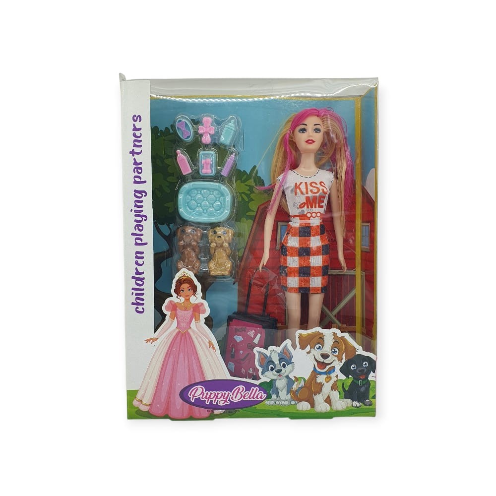 Puppy  30 Cm Bebek Ve Köpek Bakım Seti - Turuncu Elbise