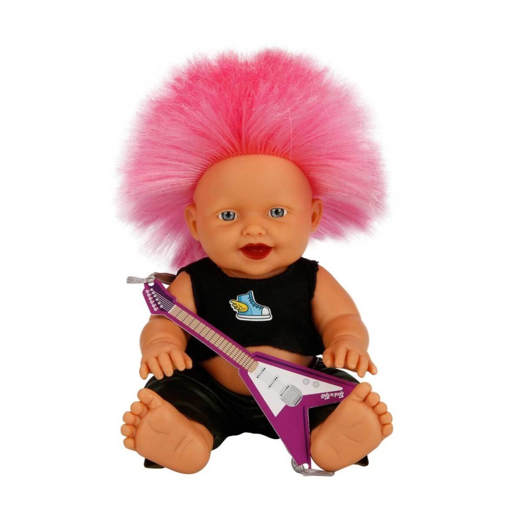 Punkçı Bebek Figürü 25 Cm - Pembe Saçlı