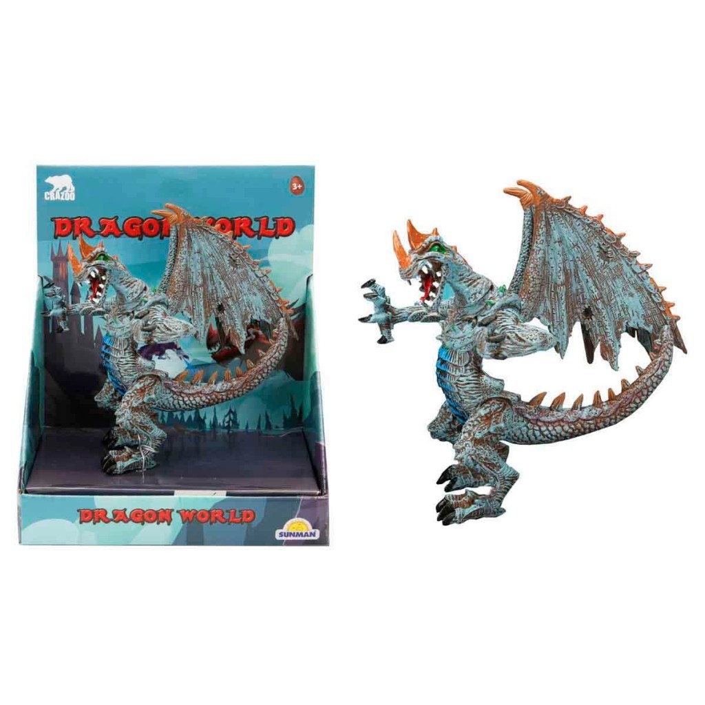 Standlı Ejderha Figürü  13 Cm - Mavi