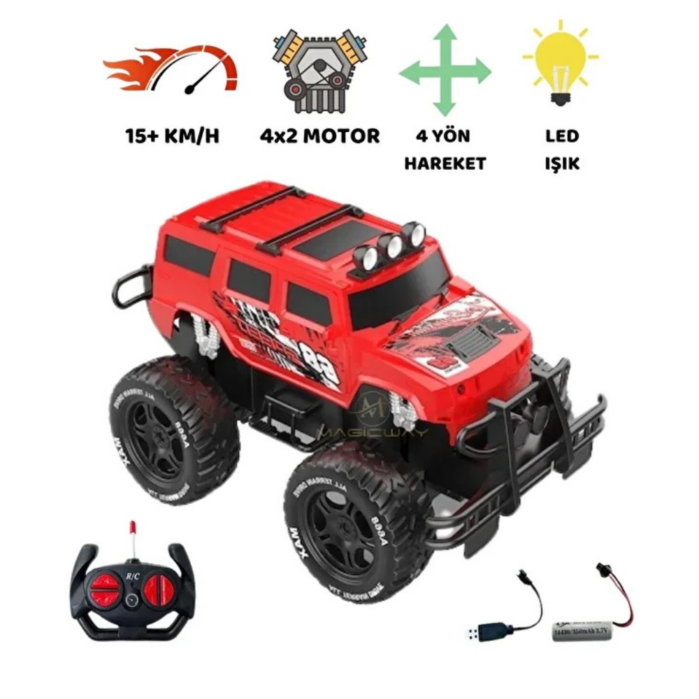Uzaktan Kumandalı Şarjlı Off - Road Aracı U/K 1/12 - Kırmızı