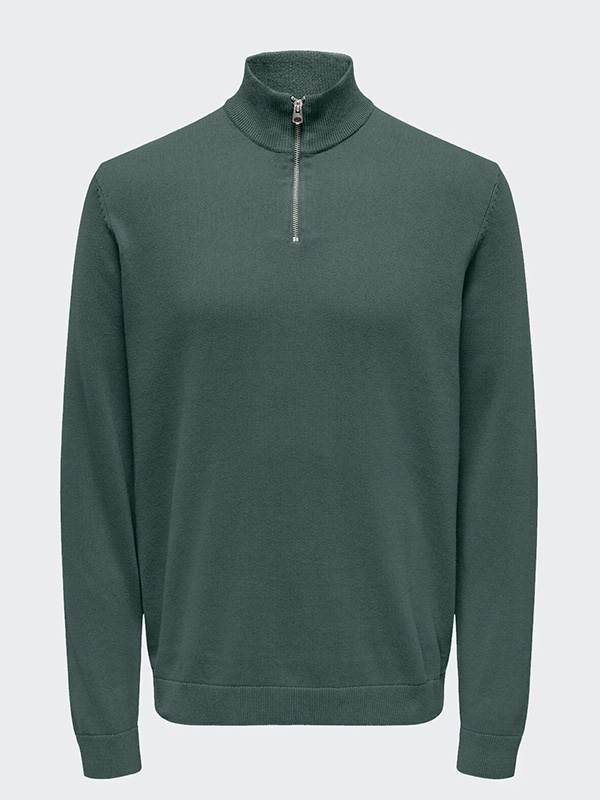 ONSALEX REG 12 HALF ZIP KNIT Erkek Yeşil Kazak - 22022523