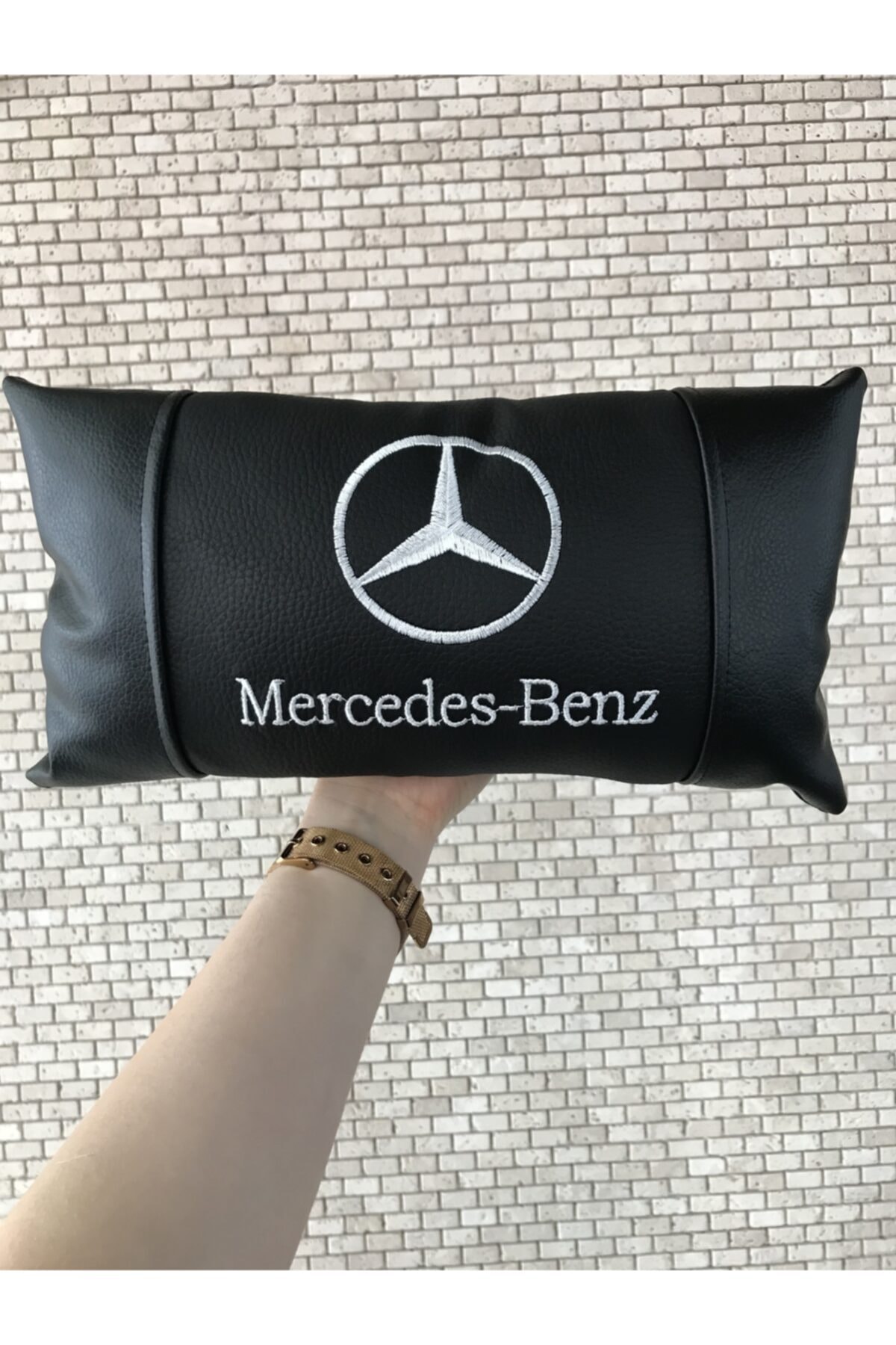 Mercedes Benz Araç Boyun Yastığı Mercedes Boyun Yastık Lüks Deri 2 Adet