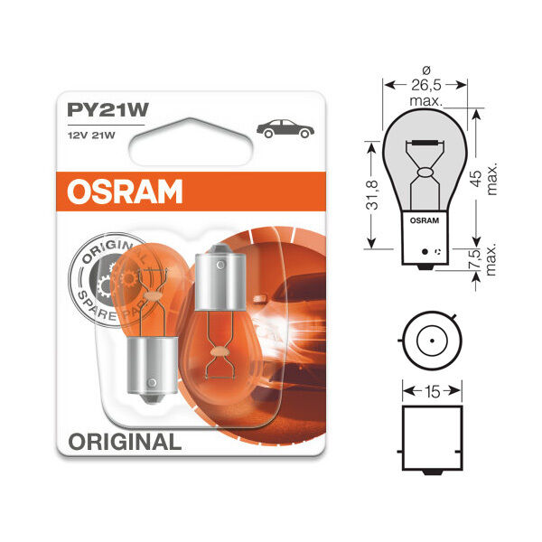 Osram 7507 Py21w 12v 21w 93 Sinyal Sarı Amber 2'li Set