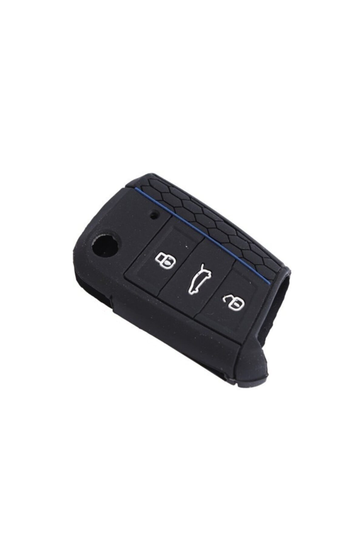 Silikon Anahtar Kabı- Volkswagen/golf7 Siyah-mavi çizgili / Sypd53-1