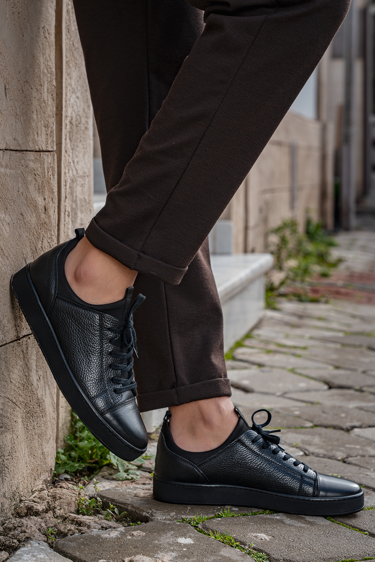 Düz Taban Hakiki Deri Erkek Sneaker