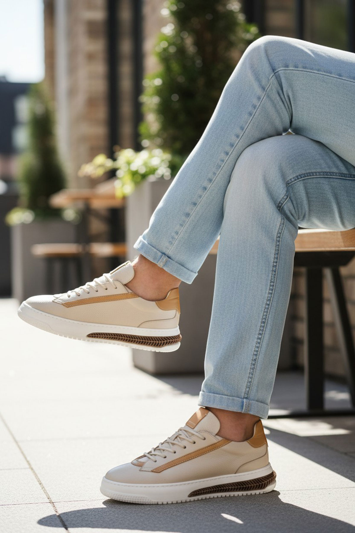 حذاء سنيكرز رجالي من الجلد الطبيعي داخلي وخارجي بنعل EVA