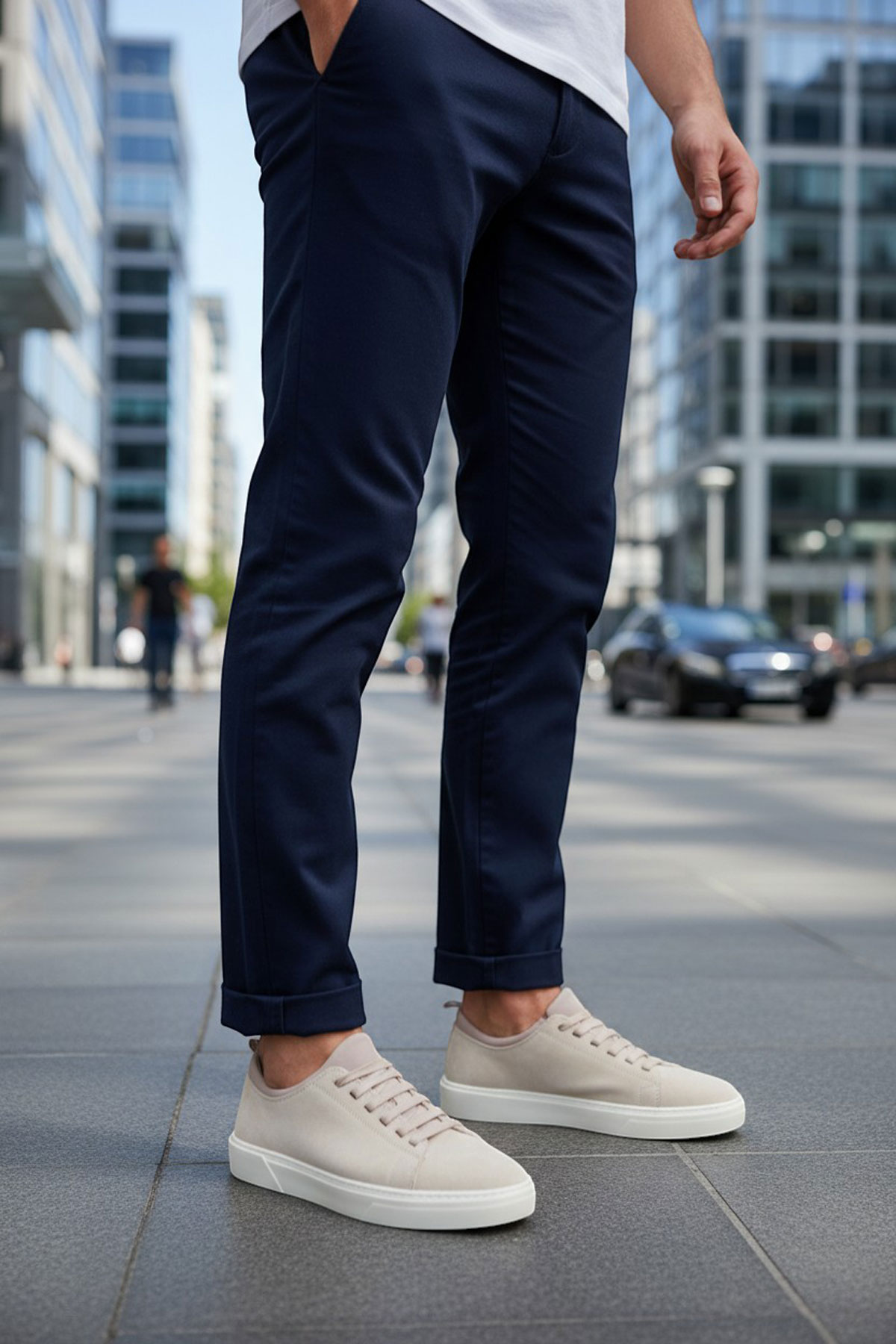 حذاء سنيكرز يومي رجالي من الشامواه الطبيعي والجلد داخلياً وخارجياً