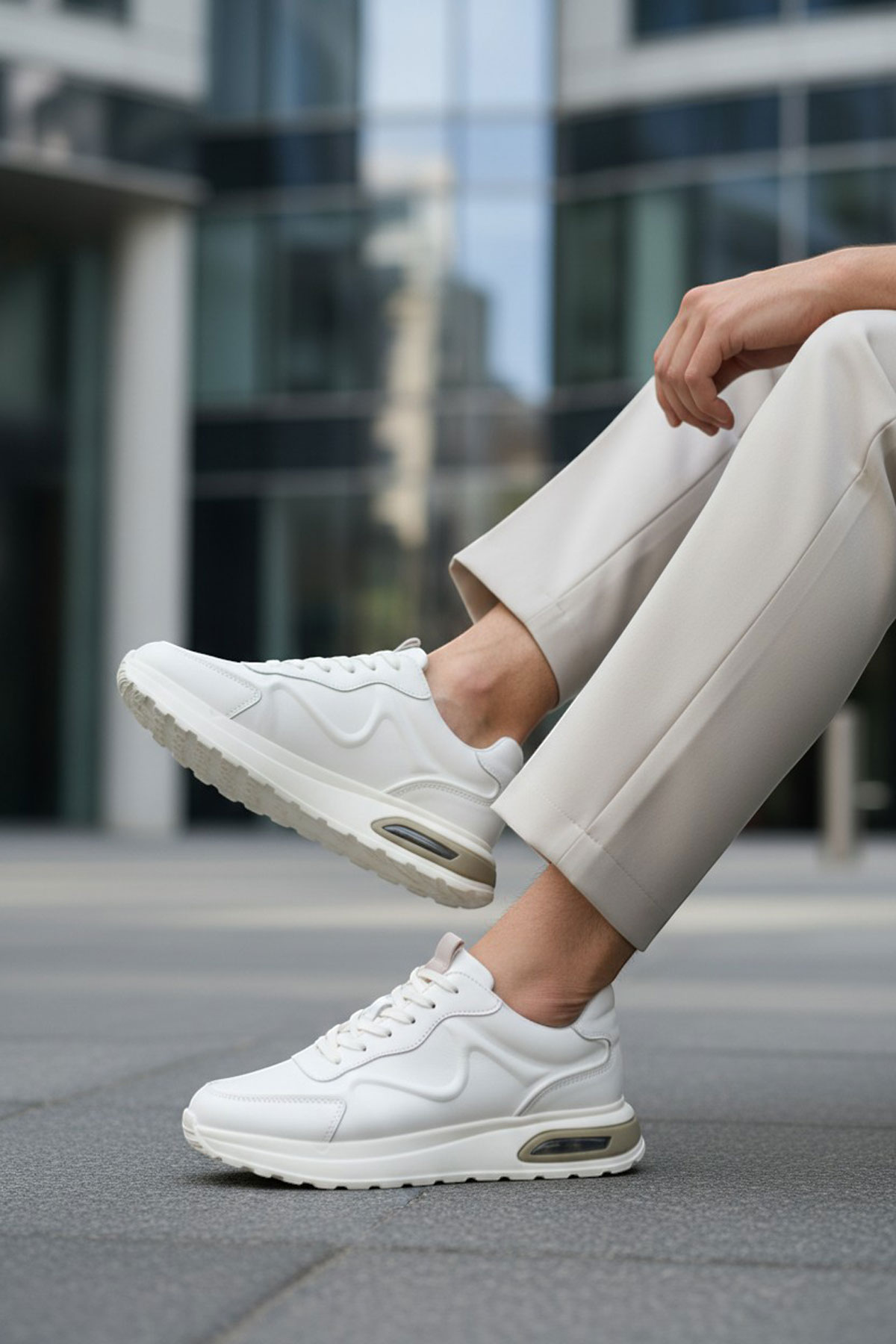 İç Dış Hakiki Deri Kalın Taban Erkek Sneaker