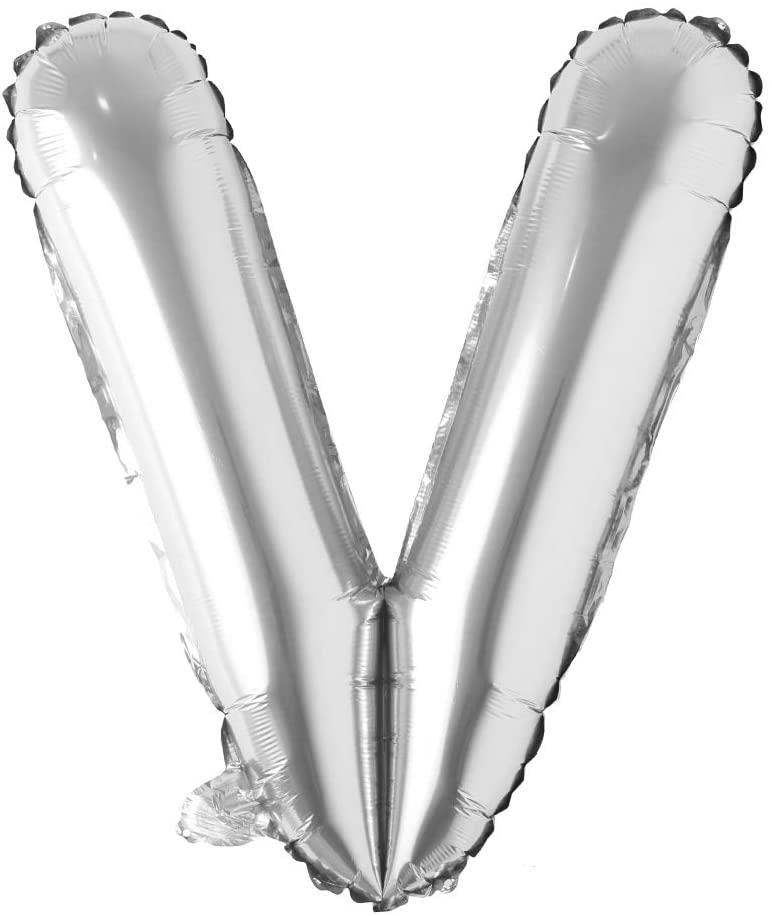1 Metre Harf Folyo Balon Gümüş Renk V Harf 100Cm 40İnç
