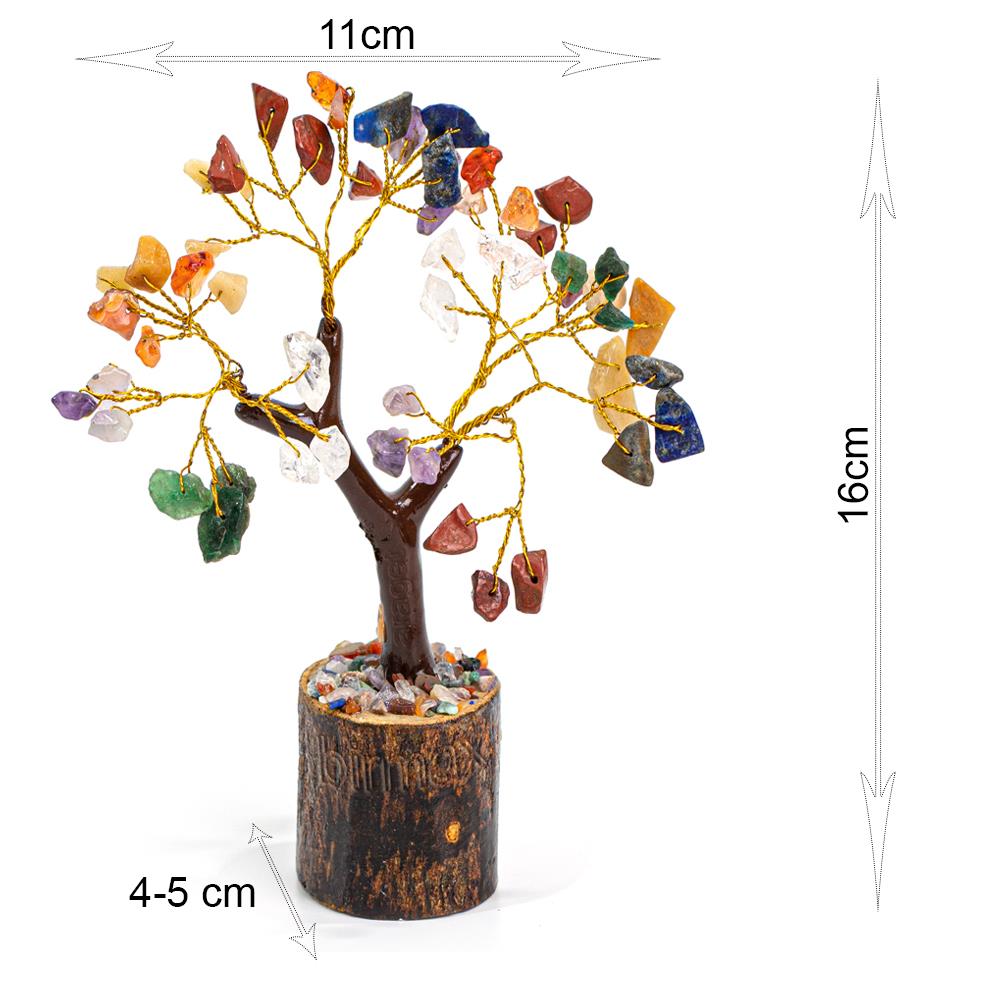 7 Çakra Taşı Dekoratif Hediye Doğal Taş Ağaç(Seven Chakra) Orta (M)