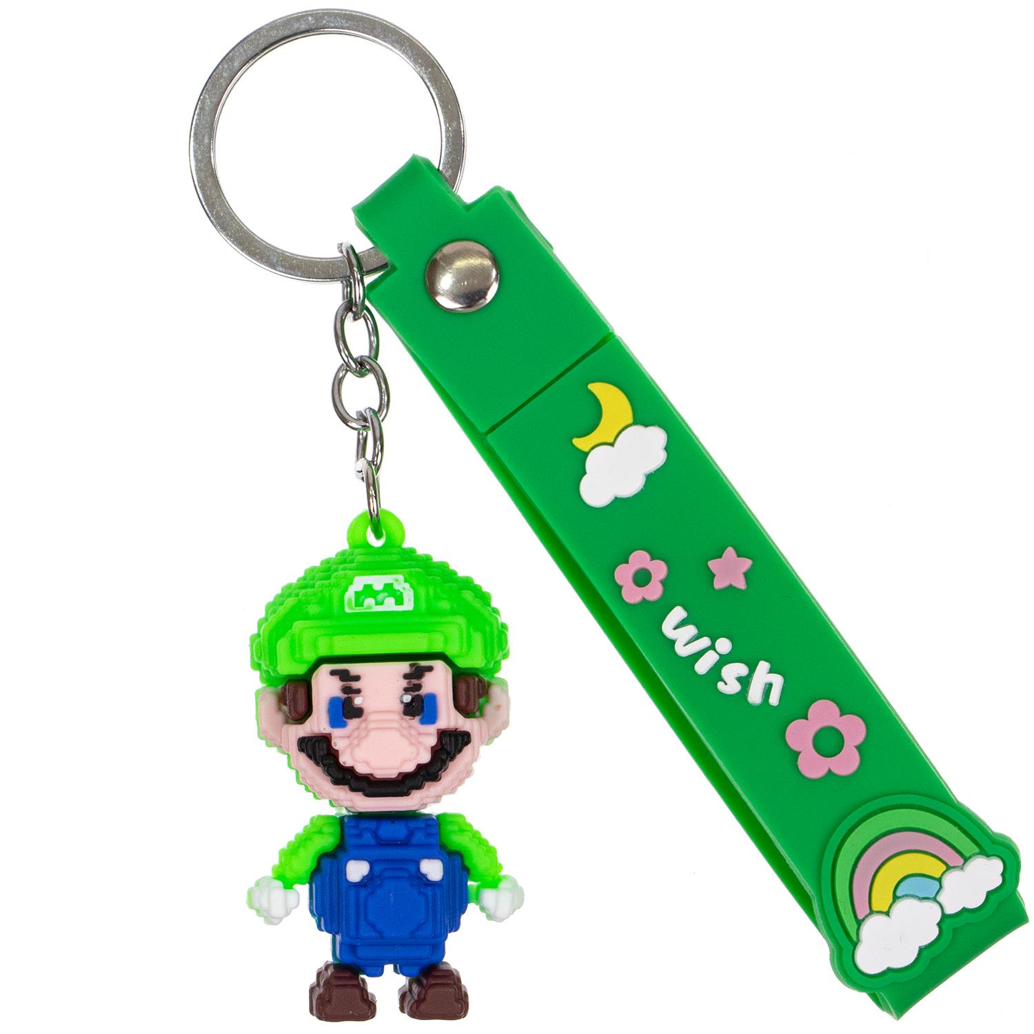 Anahtarlık Silikon Üç Boyutlu Piksel Mario Yeşil Şapka 10-02