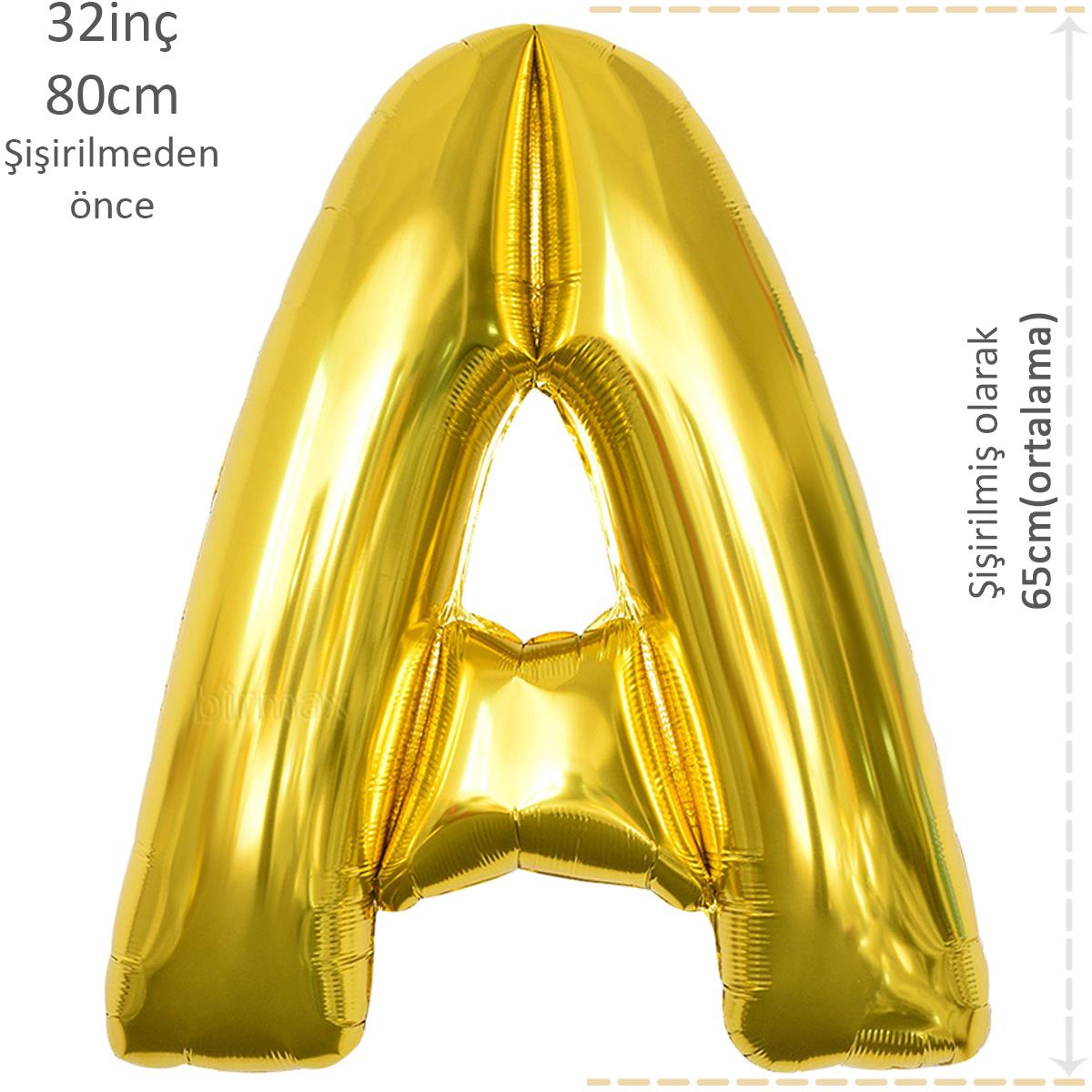 Harf Folyo Balon Altın Gold A Harfi 32inç 80cm