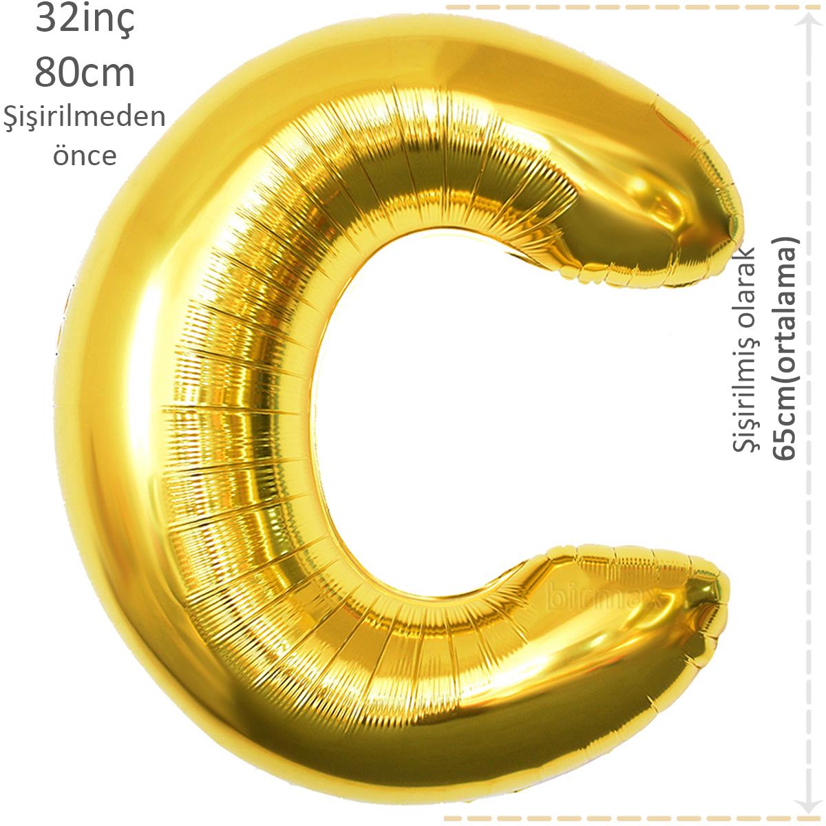 Harf Folyo Balon Altın Gold C Harfi 32inç 80cm