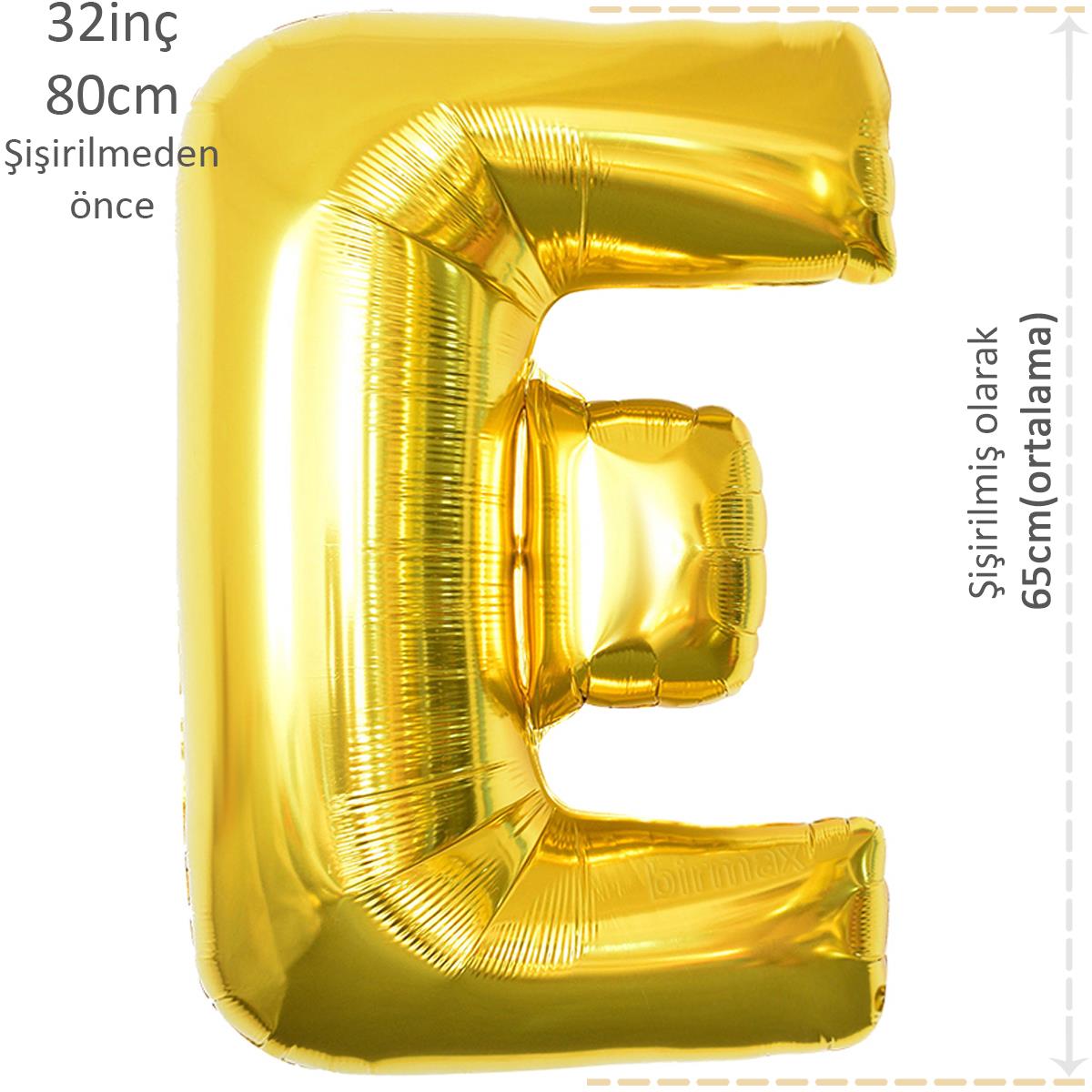 Harf Folyo Balon Altın Gold E Harfi 32inç 80cm