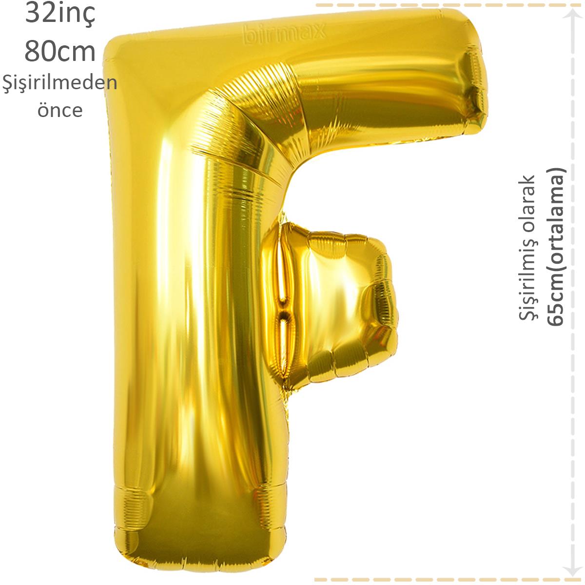 Harf Folyo Balon Altın Gold F Harfi 32inç 80cm