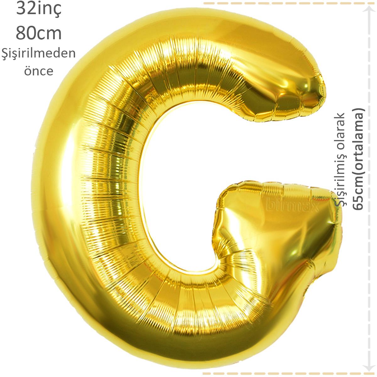 Harf Folyo Balon Altın Gold G Harfi 32inç 80cm