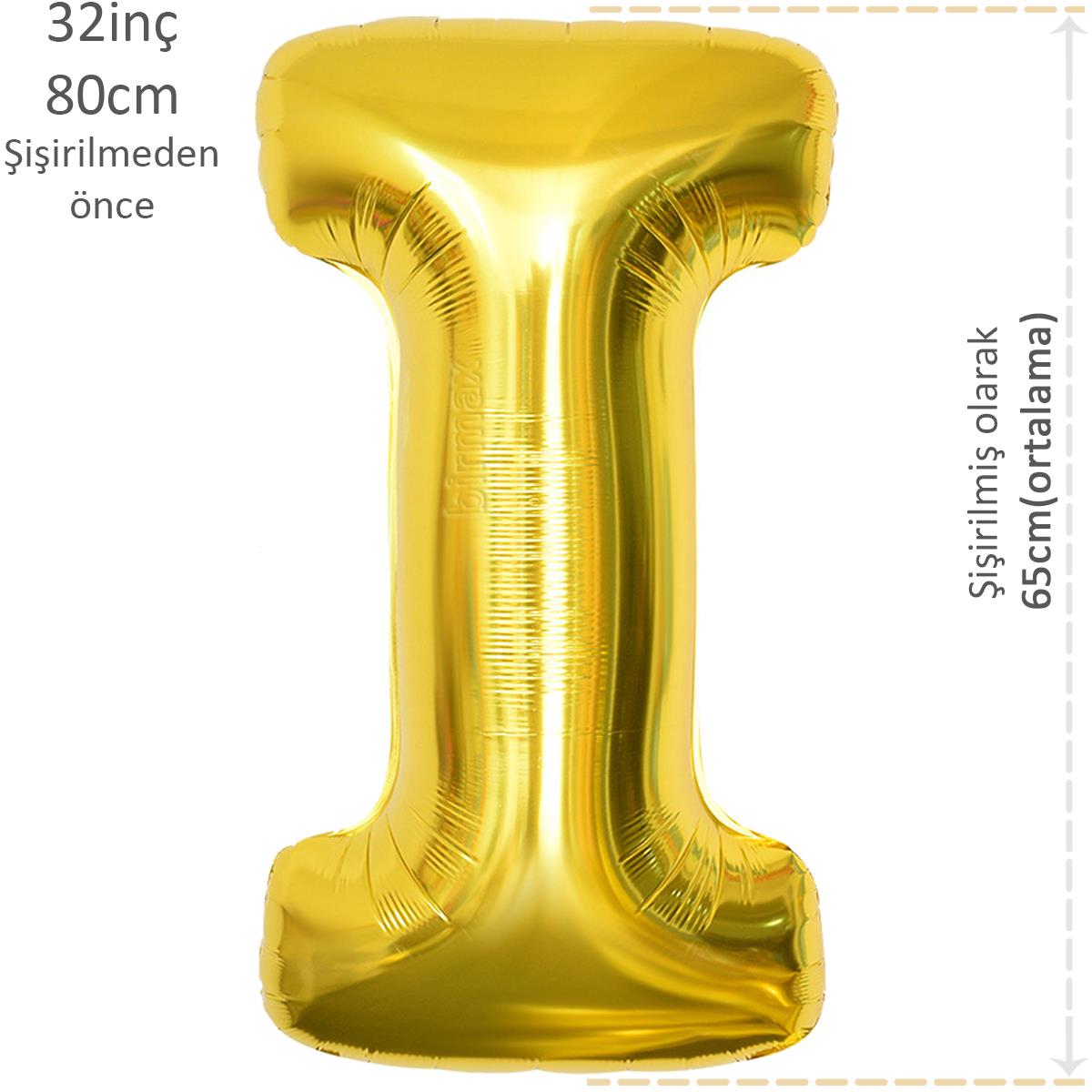 Harf Folyo Balon Altın Gold I Harfi 32inç 80cm