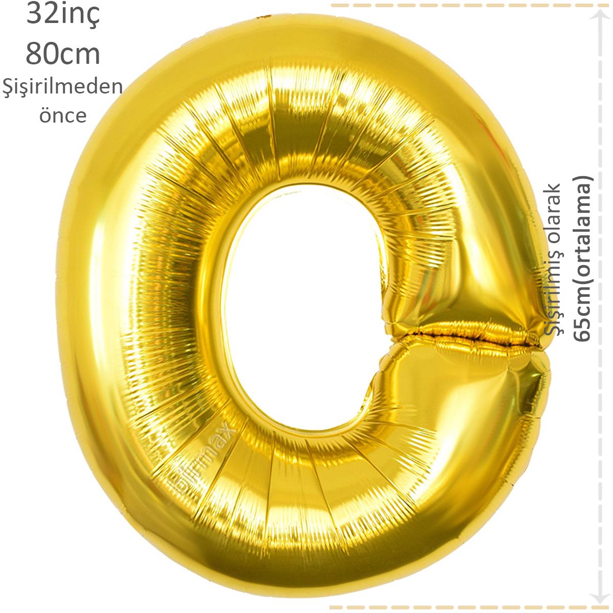 Harf Folyo Balon Altın Gold O Harfi 32inç 80cm