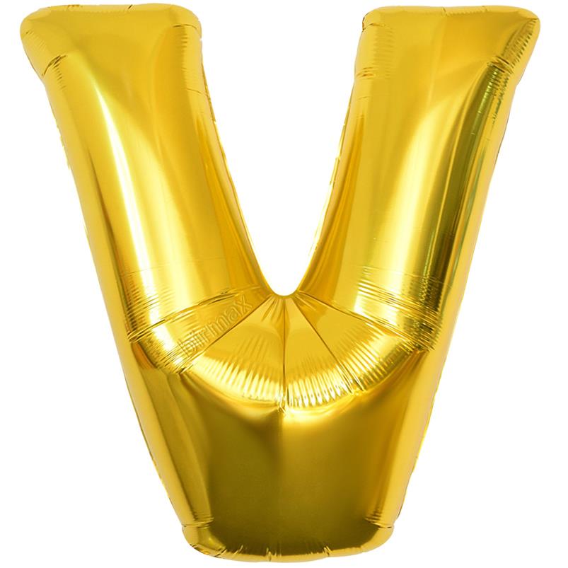 Harf Folyo Balon Altın Gold V Harfi 32inç 80cm