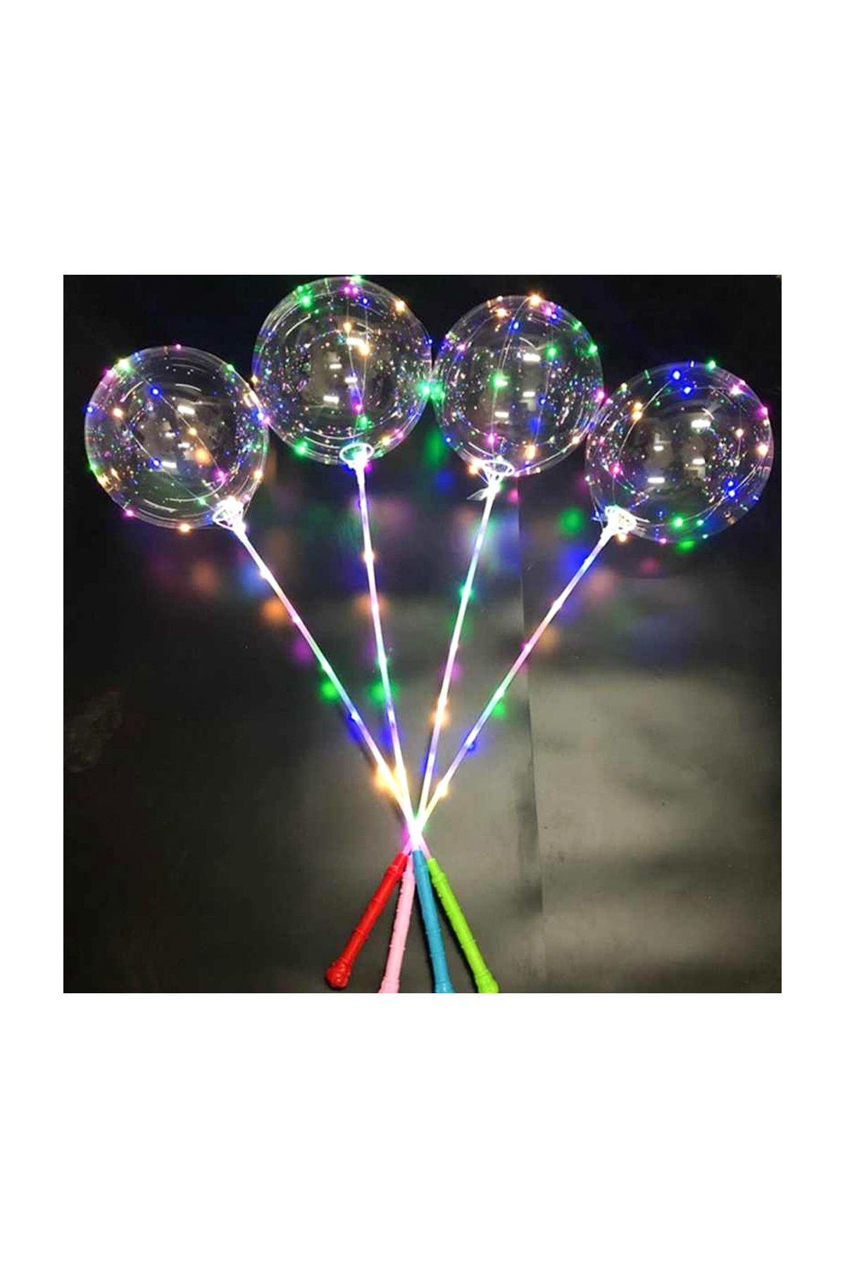 İşıklı Balon Şeffaf Balon Çubuklu Led İşıklı
