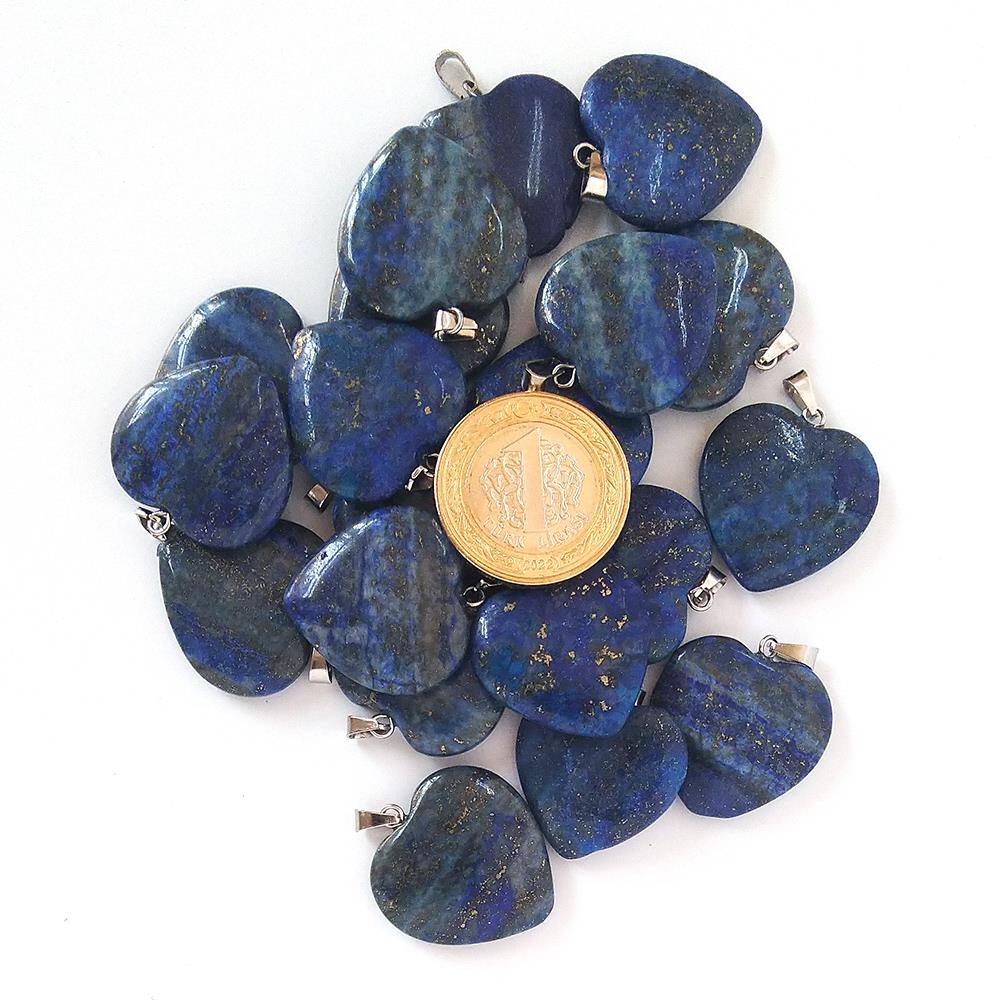 Lapis Lazuli Doğal Taş Kalp Kolye Ucu 2,5cm L