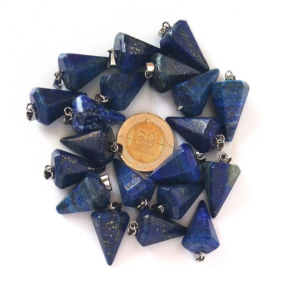 Lapis Lazuli Doğal Taş Piramit Kolye İpli 15x22mm