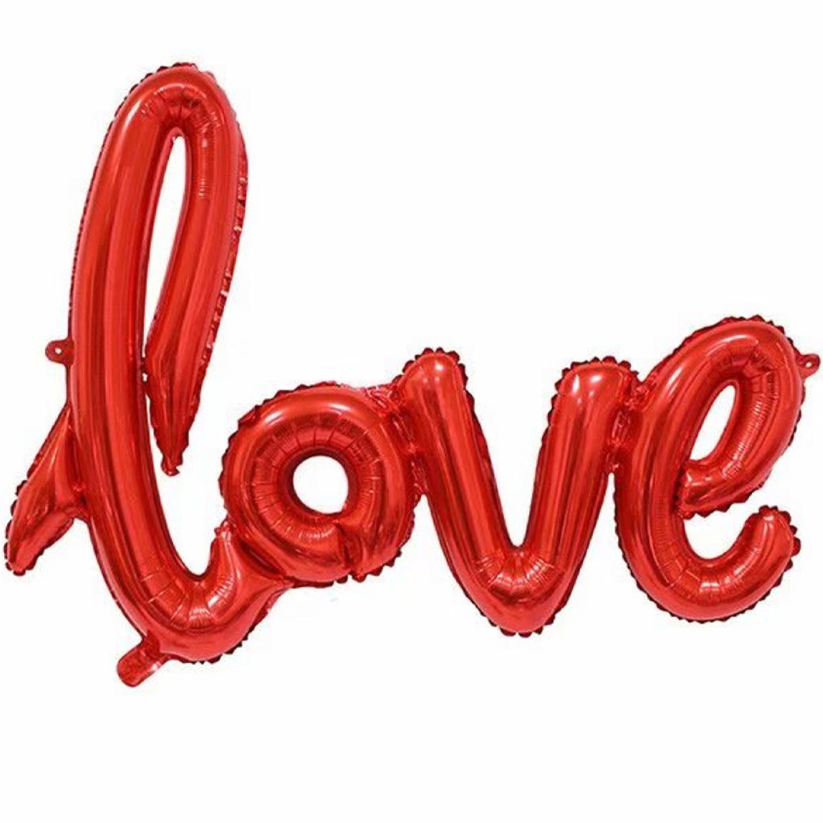 Araget El yazısı Love Kırmızı Renkli Balon Foil