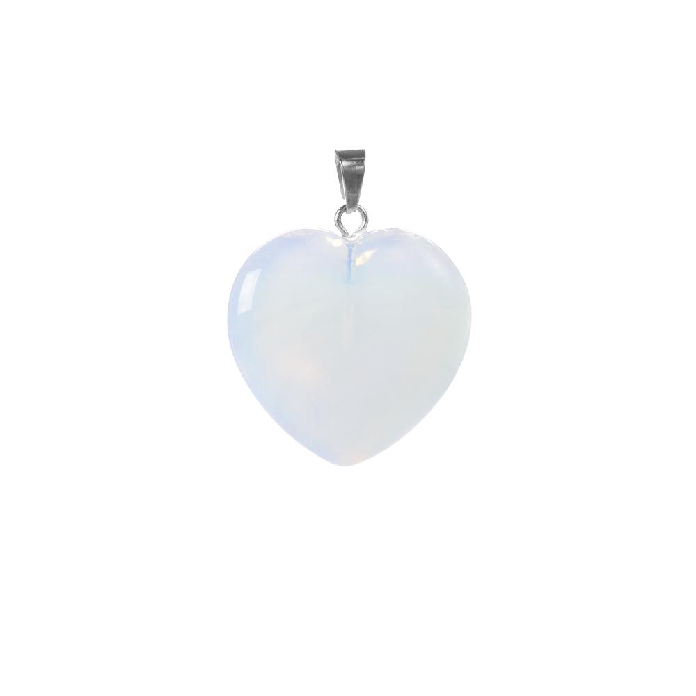Opal Opalit Doğal Taş Kalp Kolye Ucu 2,5cm L