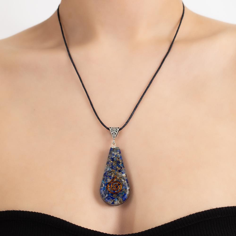 Orgonit İpli Kolye Lapis Lazuli Taşı Reiki Sembolü