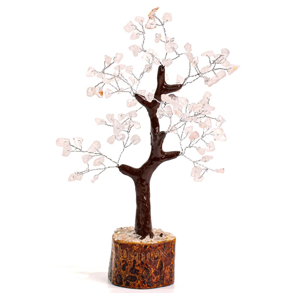 Pembe Kuvars Taşı Dekoratif Hediye Doğal Taş Ağaç(pink quartz) Büyük (L)