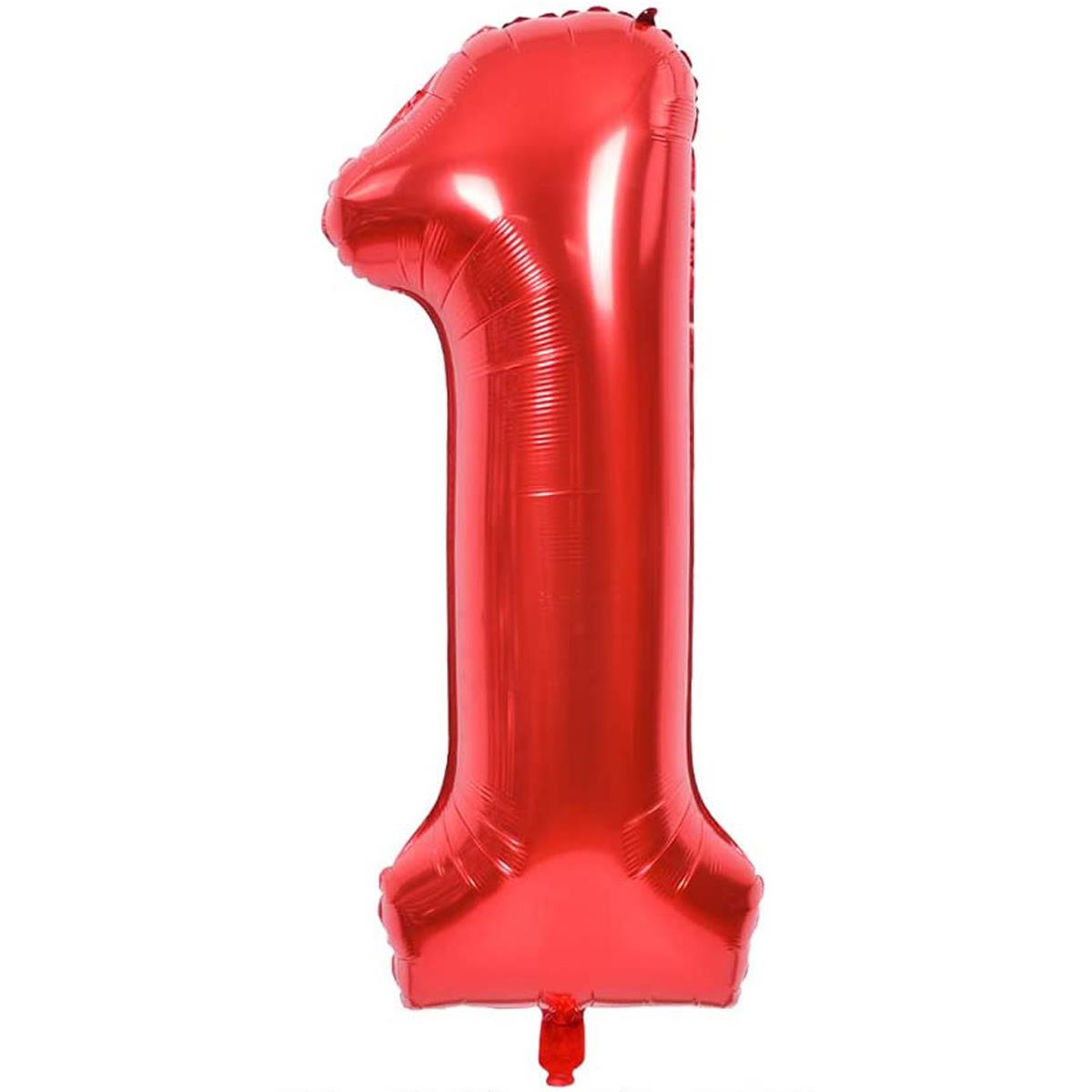Rakam Folyo Balon Kırmızı 1 Rakamı 40inç 100cm 1 Metre
