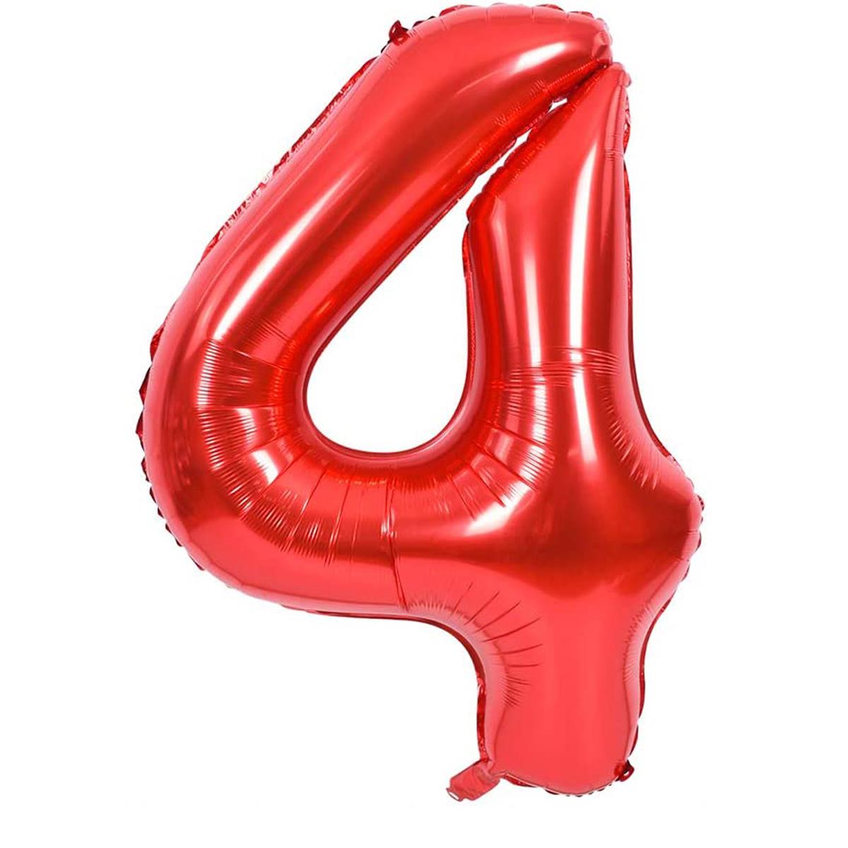 Rakam Folyo Balon Kırmızı 4 Rakamı 16inç 40cm