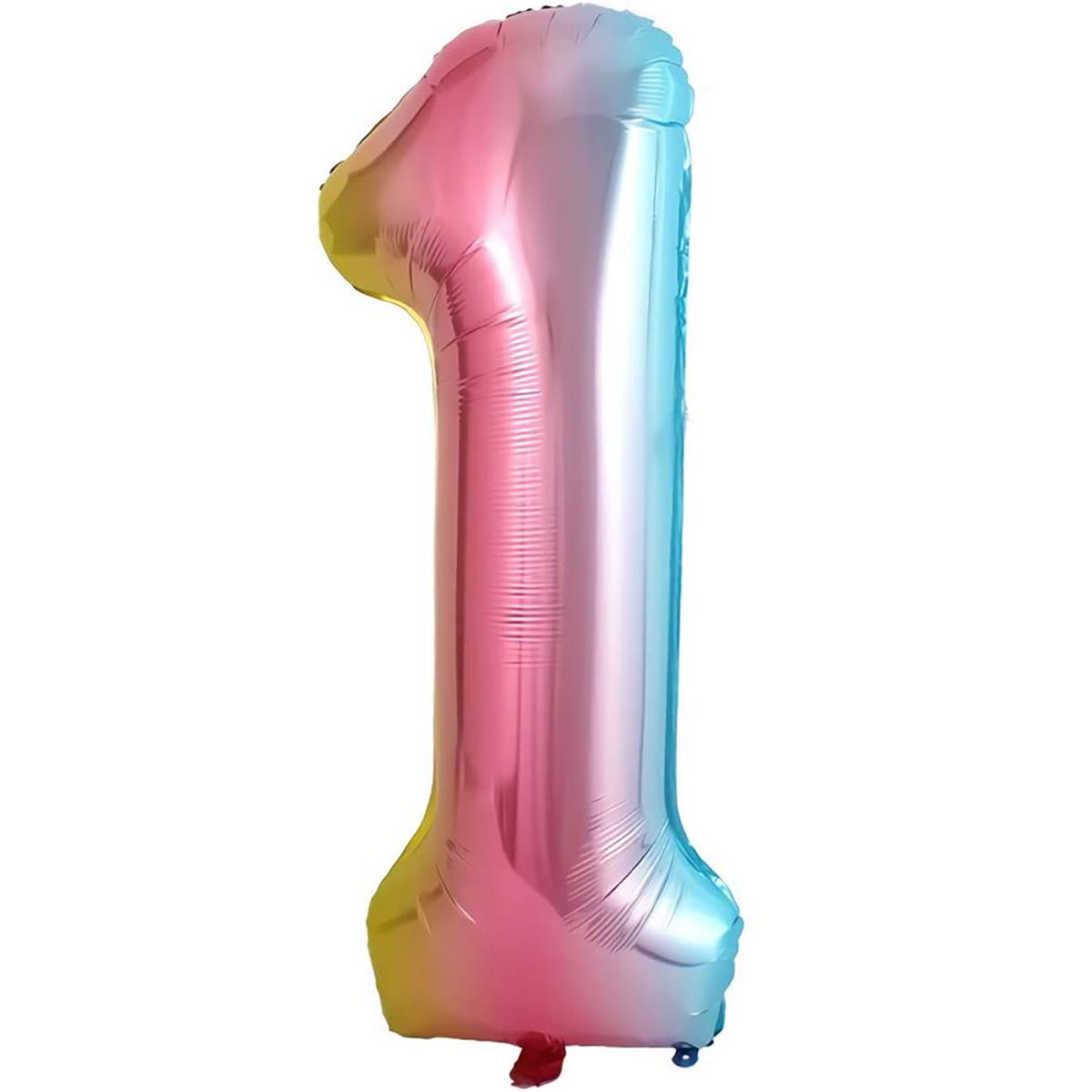 Rakam Folyo Balon Rainbow Gökkuşağı 1 Rakamı 16inç 40cm
