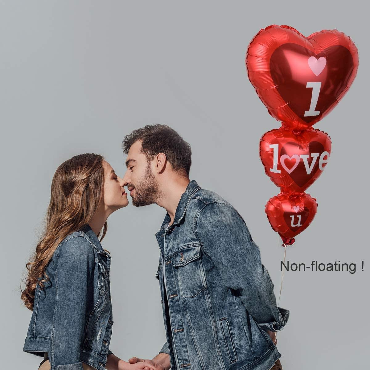 Üçlü 3Lü Kalp Folyo Balon İ Love Yazılı 40X70Ccm