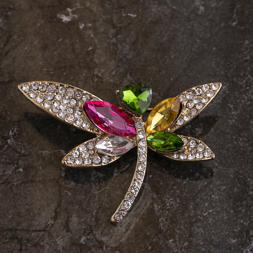 Yapıştırma taşlı broş Yusufçuk modeli renkli taşlı rozet yaka broşu yaka iğnesi