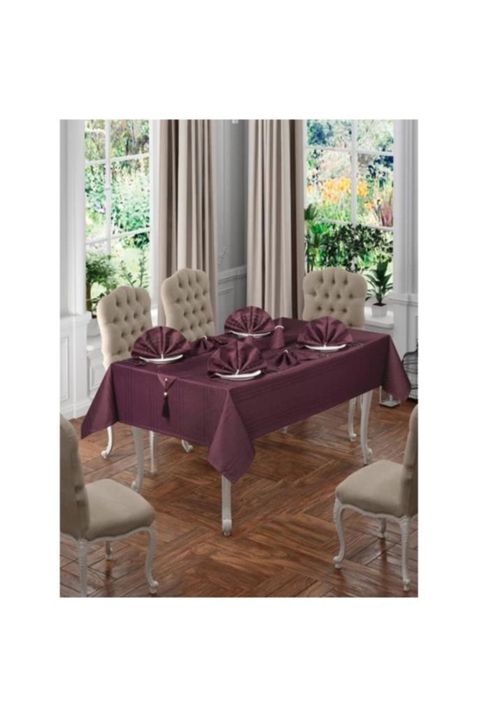 Anna Karina 26 Parça Masa Örtüsü Seti Bahar Mürdüm