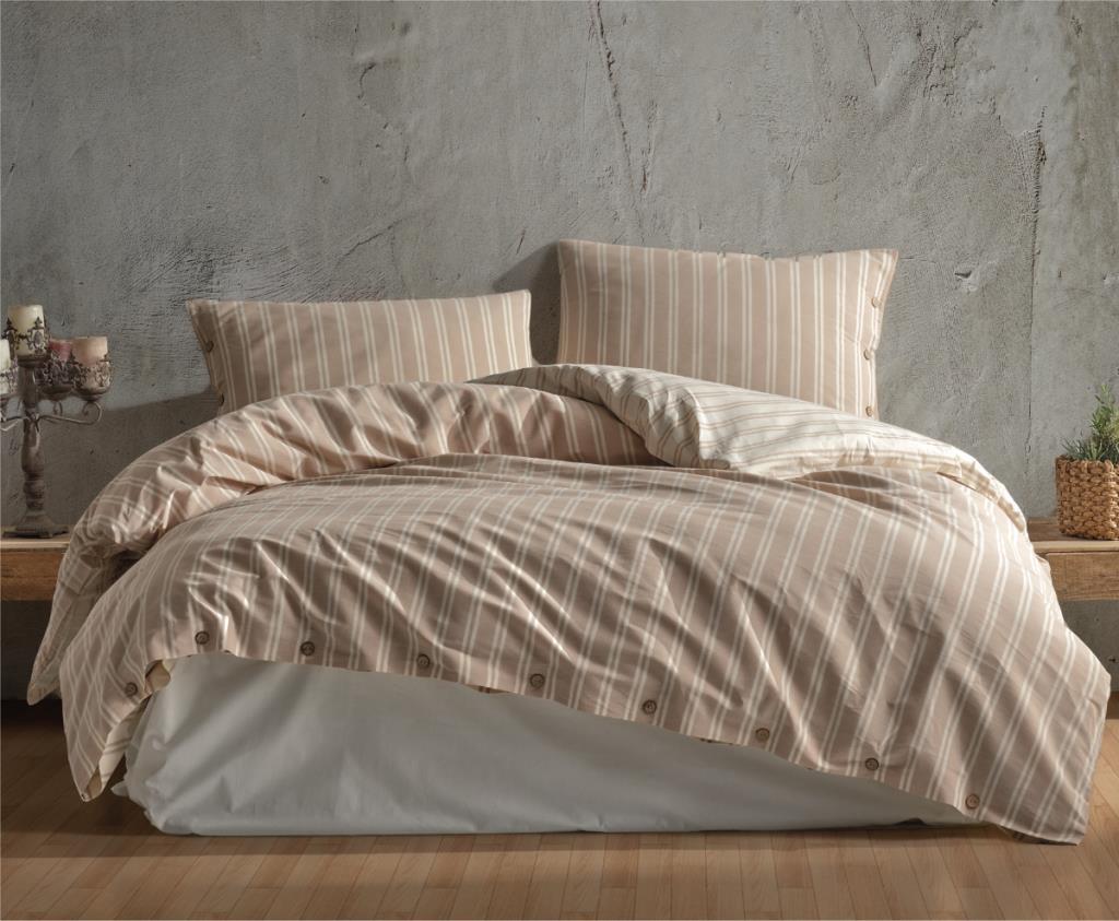 Clasy Butik Native Serisi Çift Kişilik Nevresim Takımı Madras v2 Bej