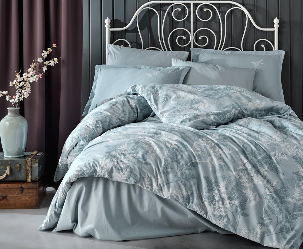 Clasy Ranforce Nevresim Takımı Çift Kişilik Natur v1 Turkuaz