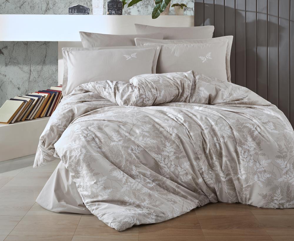 Clasy Ranforce Nevresim Takımı Çift Kişilik Natur v2 Gri