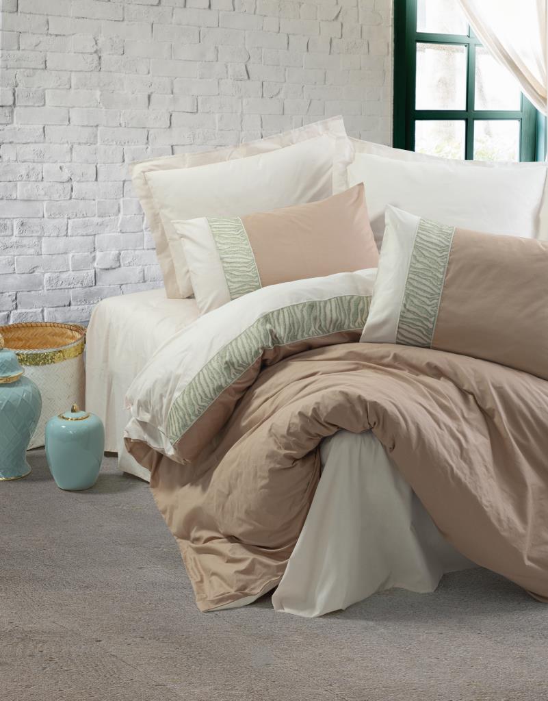 Cotton Box Brode Ranforce Çift Kişilik Nevresim Takımı Beldon Vizon