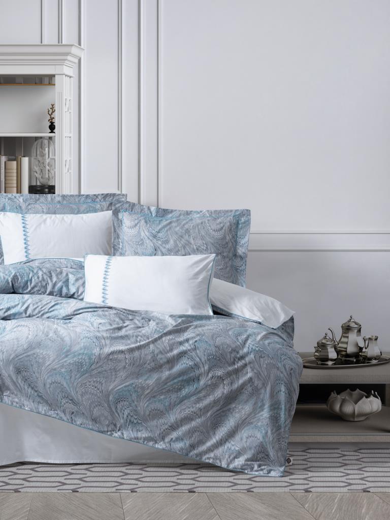 Cotton Box Çift Kişilik Elit Saten Nevresim Takımı Stilla Mavi