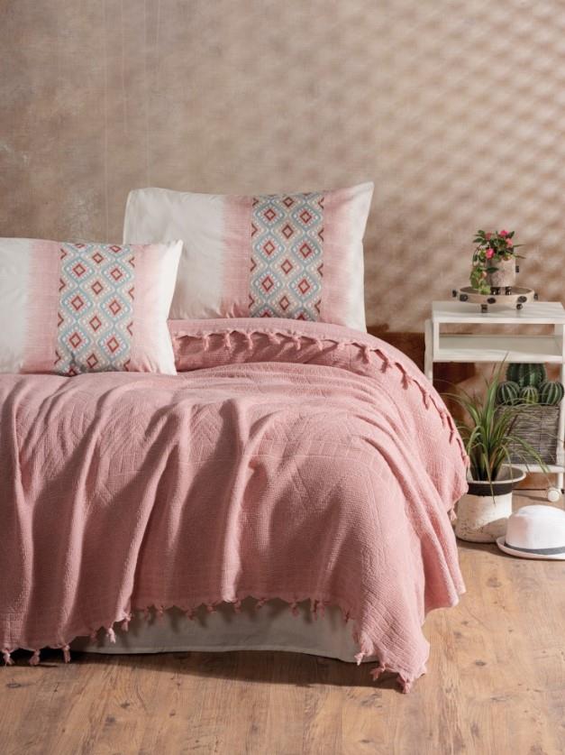 Cotton Box Çift Kişilik Jakarlı Pike Takımı Papina Pudra