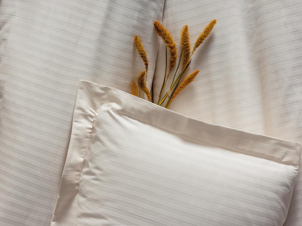 Cotton Box Çift Kişilik Saten Nevresim Takımı Elegante Stripe Ekru