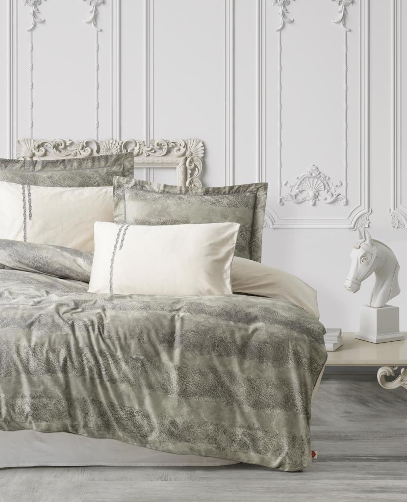 Cotton Box Çift Kişilik Elit Saten Nevresim Takımı Sandero Haki