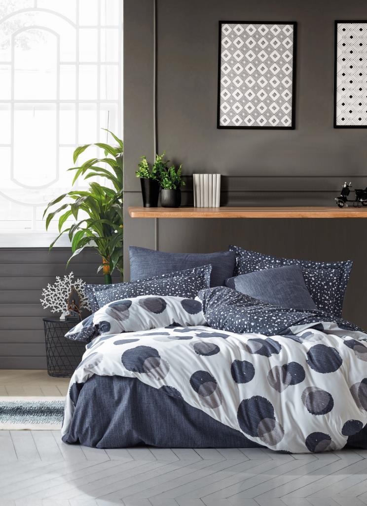 Cotton Box Modern Çift Kişilik Nevresim Takımı Orva İndigo